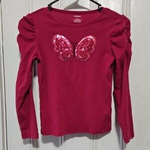 Gymboree Girls Pink Sequin Butterfly Long Sleeve Top Size 8